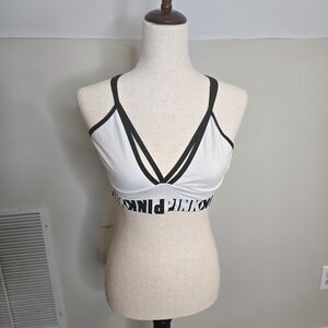 PINK Women's Black and White Strappy Bralette L